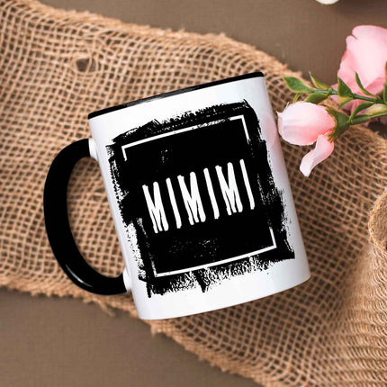 SEO. Bedruckte Tasse mit Spruch - "MIMIMI" - Schwarz & Weiß Linkreich
