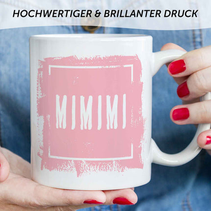 SEO. Bedruckte Tasse mit Spruch - "MIMIMI" - Weiß Linkreich