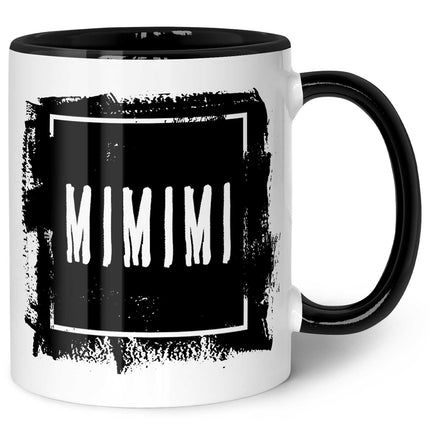 SEO. Bedruckte Tasse mit Spruch - "MIMIMI" - Schwarz & Weiß Linkreich