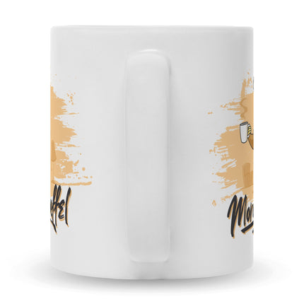 SEO. Bedruckte Tasse mit Spruch Morgenmuffel - Schwarz & Weiß Linkreich