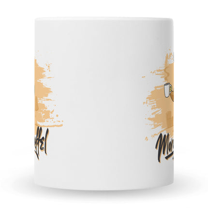 SEO. Bedruckte Tasse mit Spruch Morgenmuffel - Schwarz & Weiß Linkreich