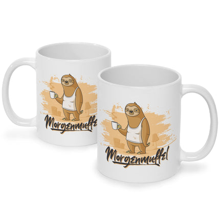 SEO. Bedruckte Tasse mit Spruch Morgenmuffel - Schwarz & Weiß Linkreich