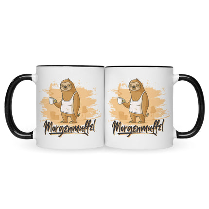 SEO. Bedruckte Tasse mit Spruch Morgenmuffel - Schwarz & Weiß Linkreich