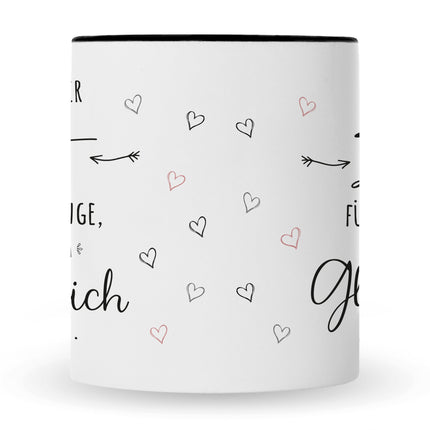 SEO. Bedruckte Tasse mit Spruch Nimm dir Zeit - Schwarz & Weiß Linkreich