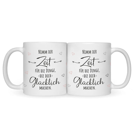 SEO. Bedruckte Tasse mit Spruch Nimm dir Zeit - Weiß Linkreich