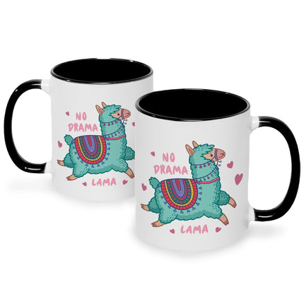 SEO. Bedruckte Tasse mit Spruch No Drama Lama - Schwarz & Weiß Linkreich