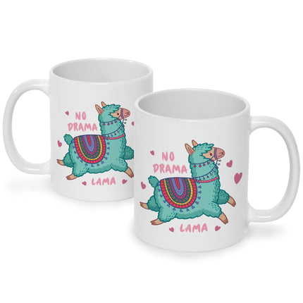SEO. Bedruckte Tasse mit Spruch No Drama Lama - Schwarz & Weiß Linkreich
