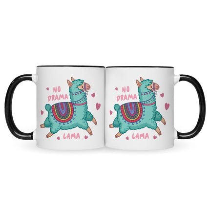 SEO. Bedruckte Tasse mit Spruch No Drama Lama - Schwarz & Weiß Linkreich