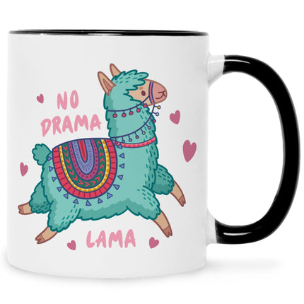 SEO. Bedruckte Tasse mit Spruch No Drama Lama - Schwarz & Weiß Linkreich