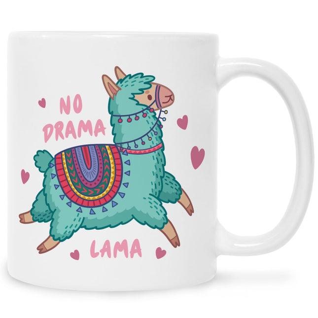SEO. Bedruckte Tasse mit Spruch No Drama Lama - Weiß Linkreich