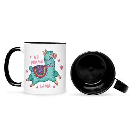 SEO. Bedruckte Tasse mit Spruch No Drama Lama - Schwarz & Weiß Linkreich