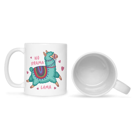 SEO. Bedruckte Tasse mit Spruch No Drama Lama - Schwarz & Weiß Linkreich