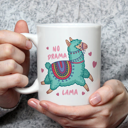 SEO. Bedruckte Tasse mit Spruch No Drama Lama - Schwarz & Weiß Linkreich
