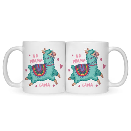 SEO. Bedruckte Tasse mit Spruch No Drama Lama - Schwarz & Weiß Linkreich