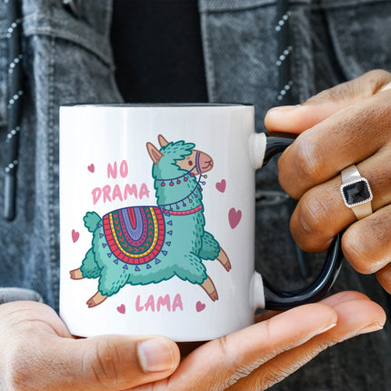 SEO. Bedruckte Tasse mit Spruch No Drama Lama - Weiß Linkreich