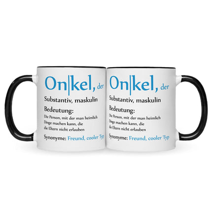 SEO. Bedruckte Tasse mit Spruch Onkel Definition - Schwarz & Weiß Linkreich