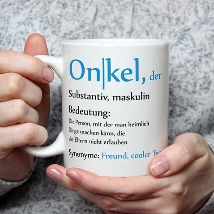 SEO. Bedruckte Tasse mit Spruch Onkel Definition - Weiß Linkreich