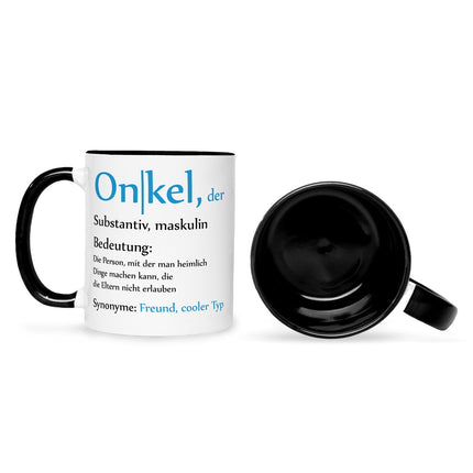 SEO. Bedruckte Tasse mit Spruch Onkel Definition - Schwarz & Weiß Linkreich