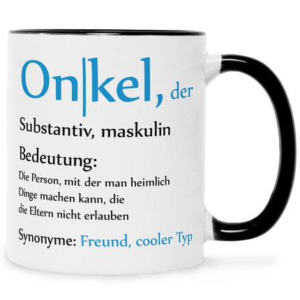SEO. Bedruckte Tasse mit Spruch Onkel Definition - Schwarz & Weiß Linkreich