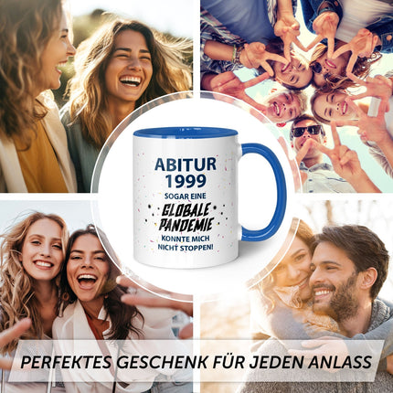 SEO. Bedruckte Tasse mit Spruch Pandemie Abitur - Blau Linkreich