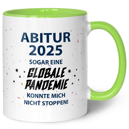 SEO. Bedruckte Tasse mit Spruch Pandemie Abitur - Hellgrün Linkreich