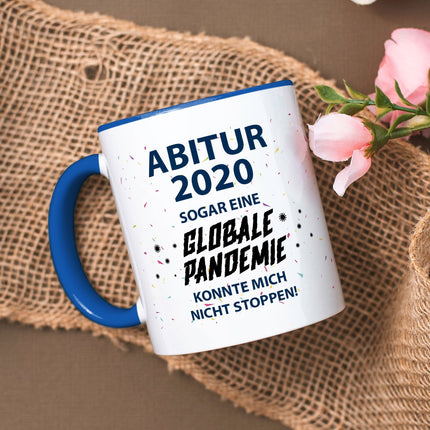 SEO. Bedruckte Tasse mit Spruch Pandemie Abitur - Blau Linkreich