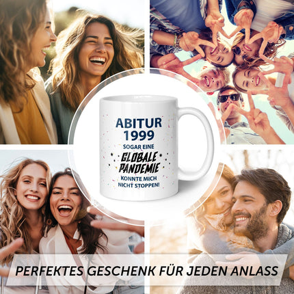 SEO. Bedruckte Tasse mit Spruch Pandemie Abitur - Weiß Linkreich