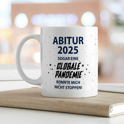 SEO. Bedruckte Tasse mit Spruch Pandemie Abitur - Weiß Linkreich