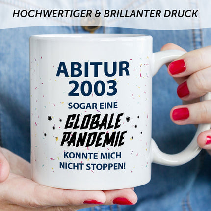 SEO. Bedruckte Tasse mit Spruch Pandemie Abitur - Weiß Linkreich
