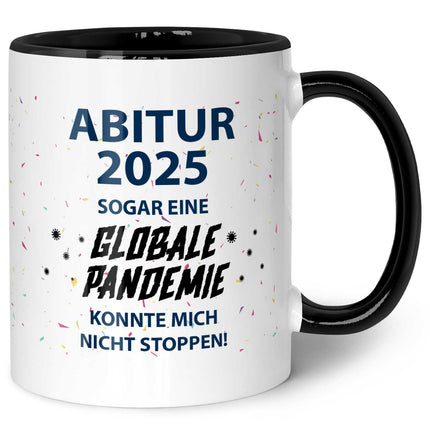 SEO. Bedruckte Tasse mit Spruch Pandemie Abitur - Schwarz & Weiß Linkreich