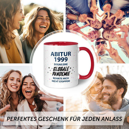 SEO. Bedruckte Tasse mit Spruch Pandemie Abitur - Rot Linkreich