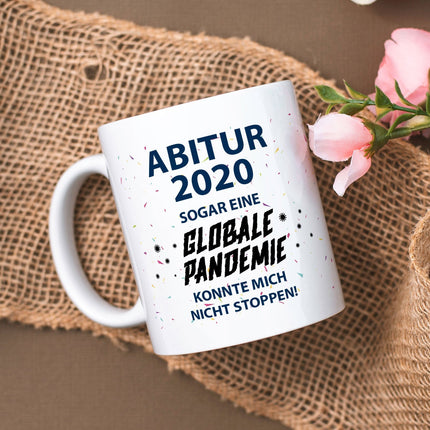 SEO. Bedruckte Tasse mit Spruch Pandemie Abitur - Weiß Linkreich