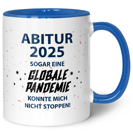 SEO. Bedruckte Tasse mit Spruch Pandemie Abitur - Blau Linkreich