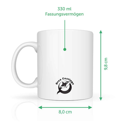 SEO. Bedruckte Tasse mit Spruch Pew Pew Madafakas - Schwarz & Weiß Linkreich