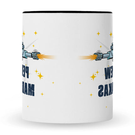 SEO. Bedruckte Tasse mit Spruch Pew Pew Madafakas - Schwarz & Weiß Linkreich