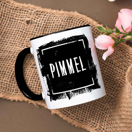 SEO. Bedruckte Tasse mit Spruch - "Pimmel" - Schwarz & Weiß Linkreich