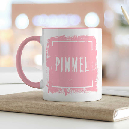 SEO. Bedruckte Tasse mit Spruch - "Pimmel" - Rosa Linkreich