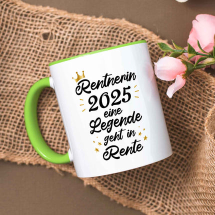 SEO. Bedruckte Tasse mit Spruch Rentner/Rentnerin - Hellgrün Linkreich
