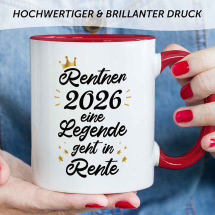 SEO. Bedruckte Tasse mit Spruch Rentner/Rentnerin - Rot Linkreich