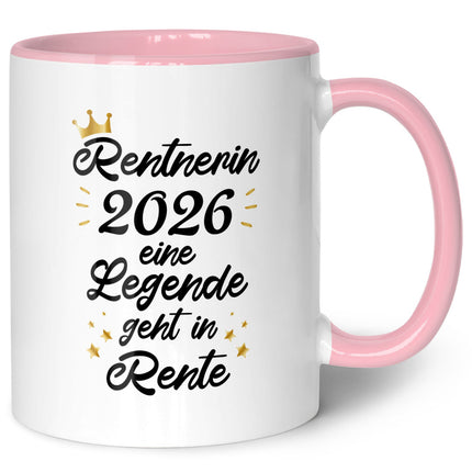SEO. Bedruckte Tasse mit Spruch Rentner/Rentnerin - Rosa Linkreich