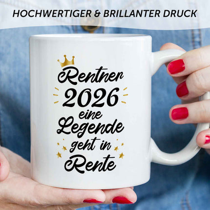 SEO. Bedruckte Tasse mit Spruch Rentner/Rentnerin - Schwarz Linkreich