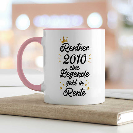 SEO. Bedruckte Tasse mit Spruch Rentner/Rentnerin - Rosa Linkreich