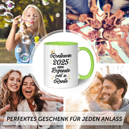 SEO. Bedruckte Tasse mit Spruch Rentner/Rentnerin - Hellgrün Linkreich