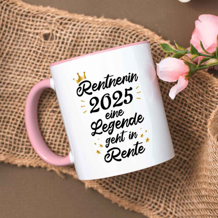 SEO. Bedruckte Tasse mit Spruch Rentner/Rentnerin - Rosa Linkreich