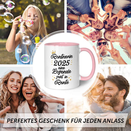 SEO. Bedruckte Tasse mit Spruch Rentner/Rentnerin - Rosa Linkreich