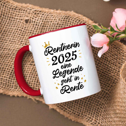 SEO. Bedruckte Tasse mit Spruch Rentner/Rentnerin - Rot Linkreich