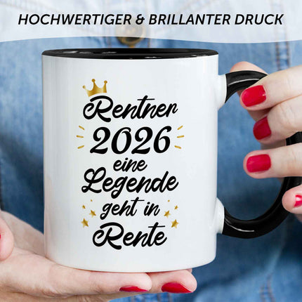 SEO. Bedruckte Tasse mit Spruch Rentner/Rentnerin - Schwarz Linkreich
