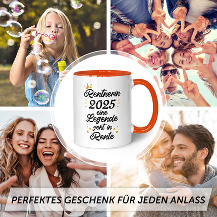 SEO. Bedruckte Tasse mit Spruch Rentner/Rentnerin - Orange Linkreich