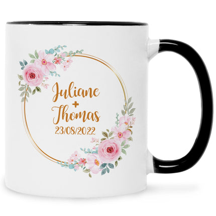 SEO. Bedruckte Tasse mit Spruch Rosenhochzeit - Weiß Linkreich