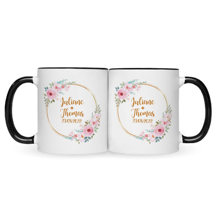 SEO. Bedruckte Tasse mit Spruch Rosenhochzeit - Schwarz & Weiß Linkreich